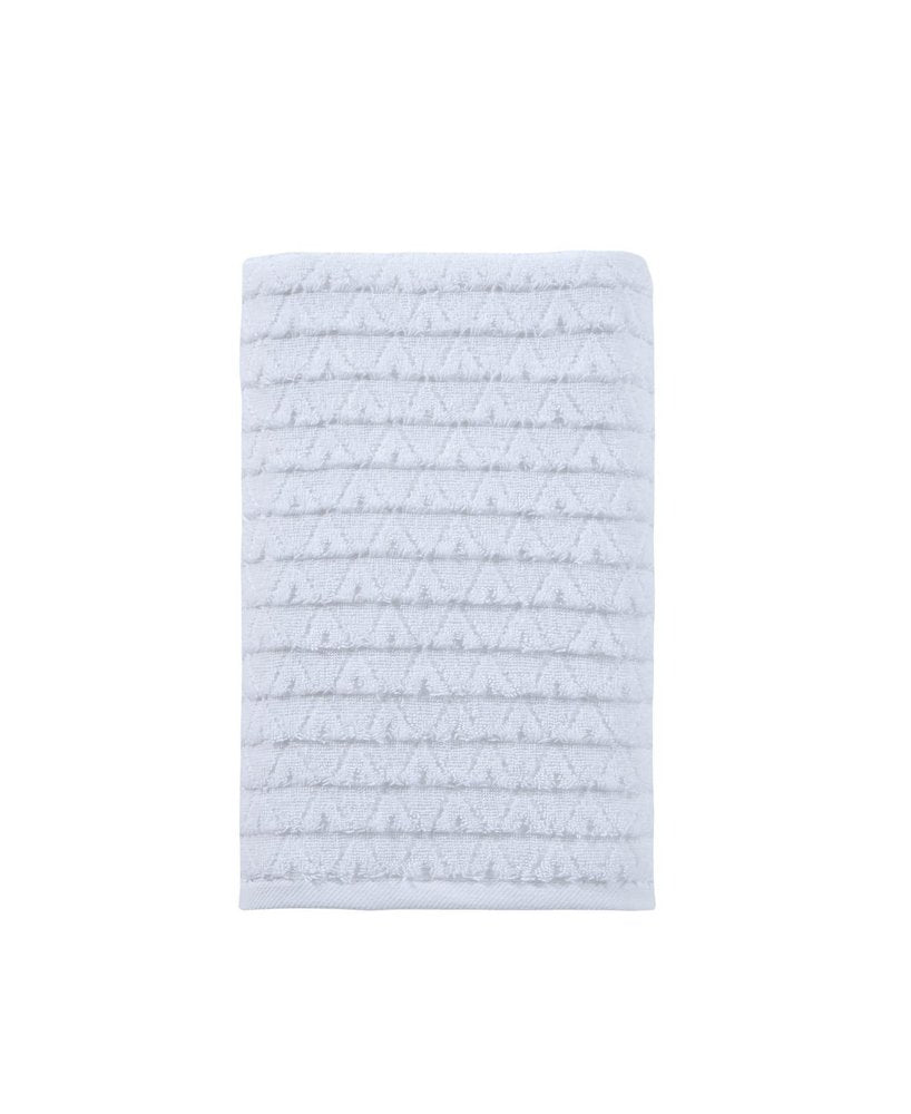 White Geometric Turkish Cotton 27" X 54" Bath Towel