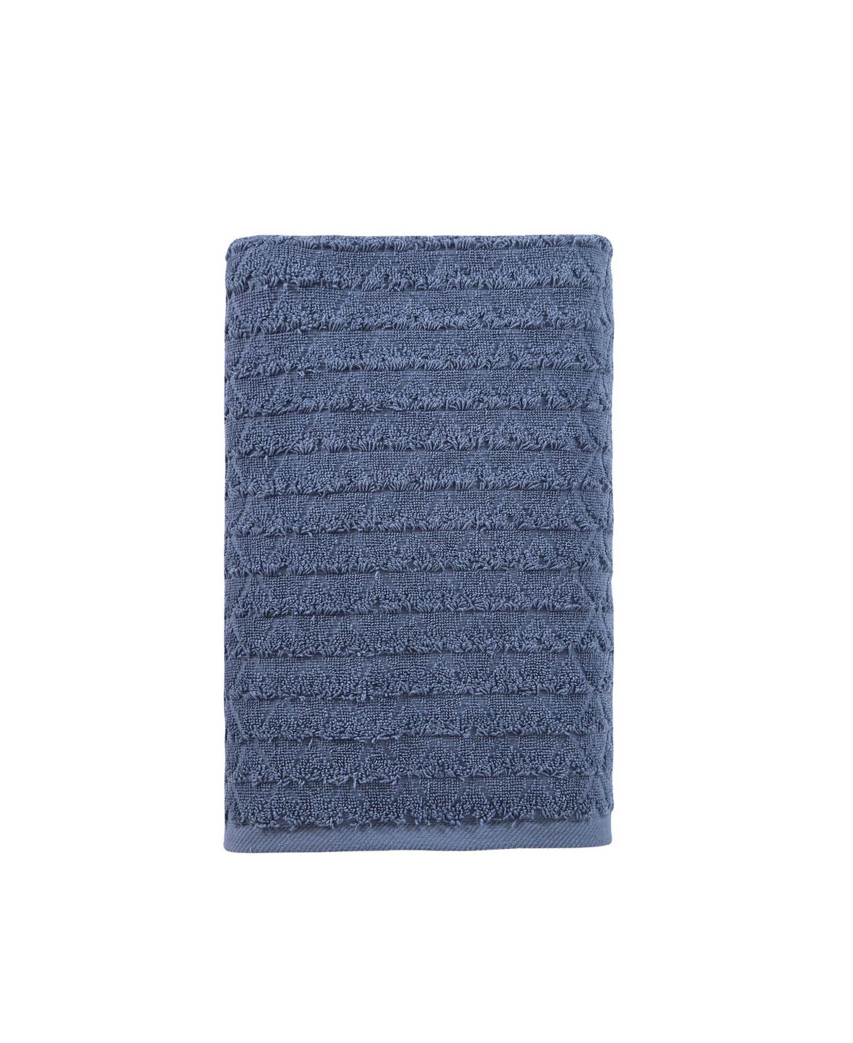 Navy Blue Geometric Turkish Cotton 27" X 54" Bath Towel