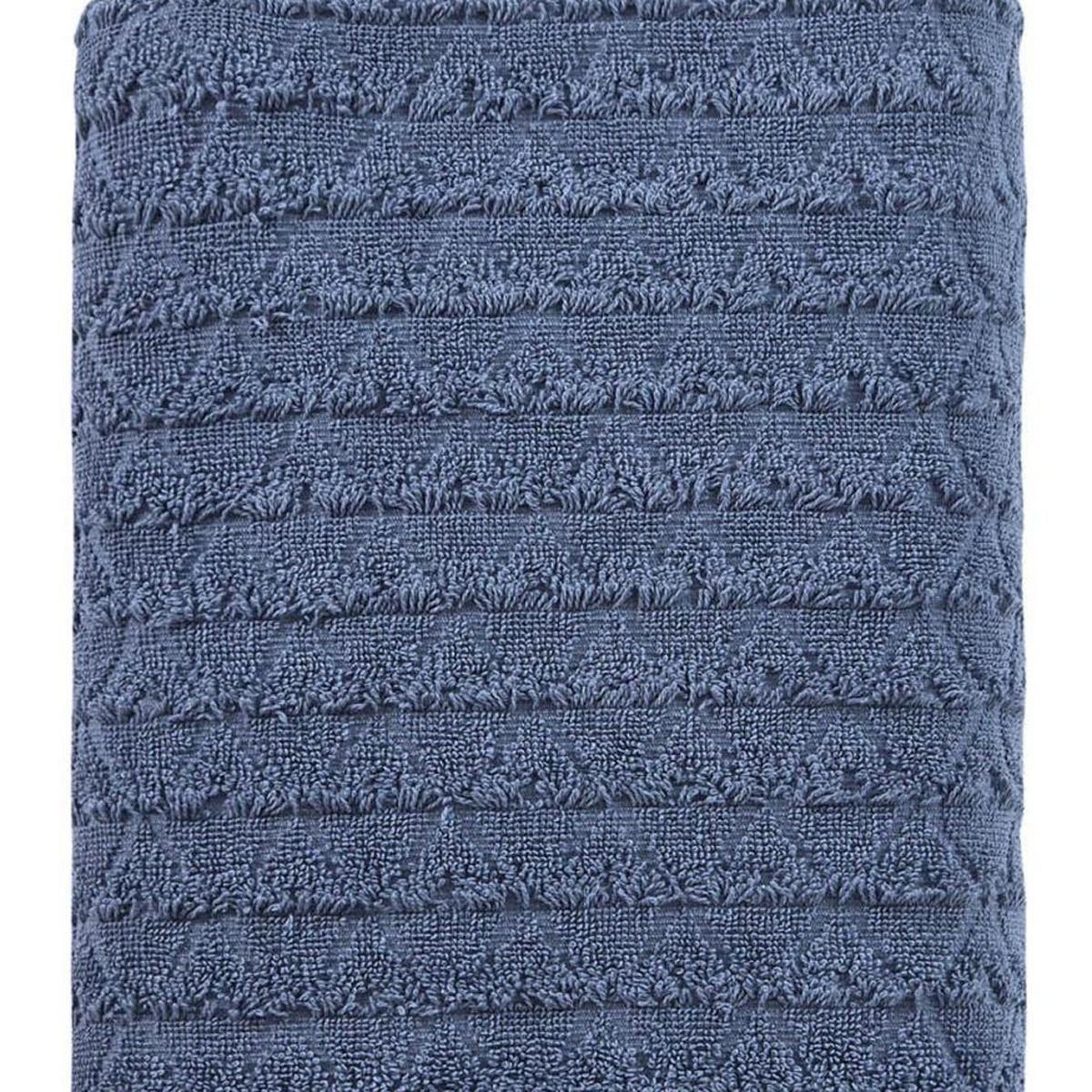 Navy Blue Geometric Turkish Cotton 27" X 54" Bath Towel