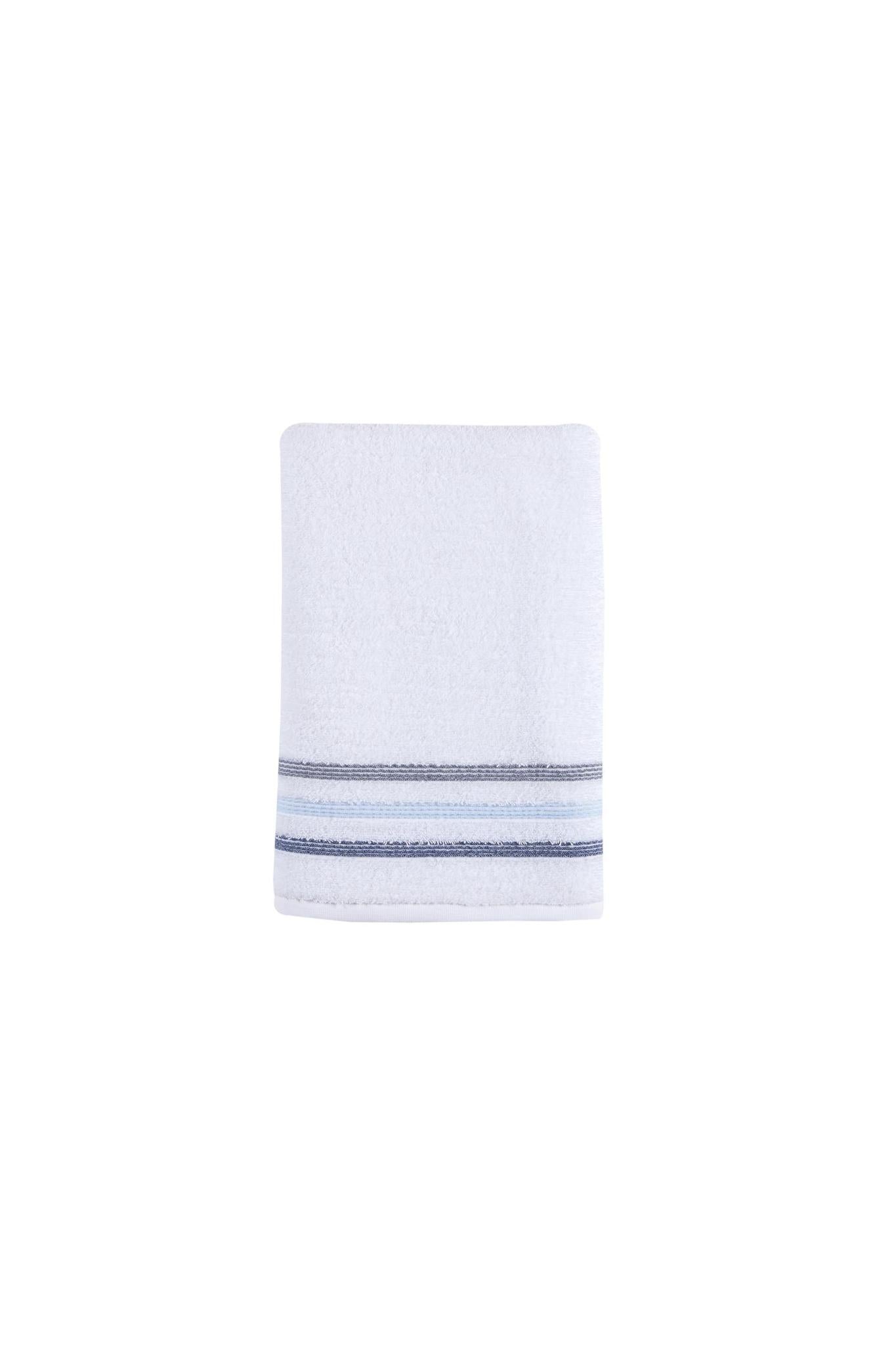 White Striped Turkish Cotton 27" X 54" Bath Towel