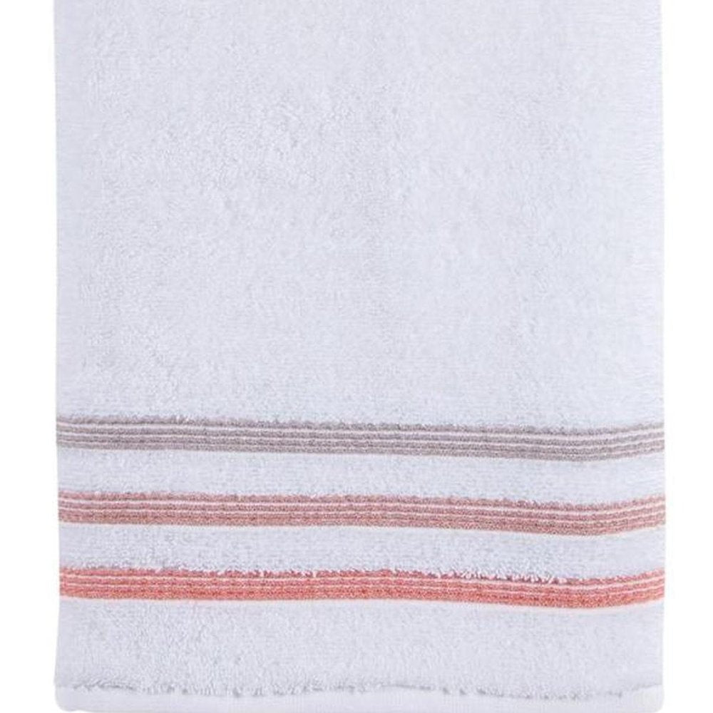 White Striped Turkish Cotton 27" X 54" Bath Towel