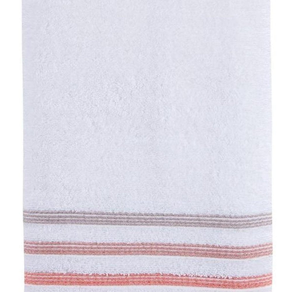 White Striped Turkish Cotton 27" X 54" Bath Towel