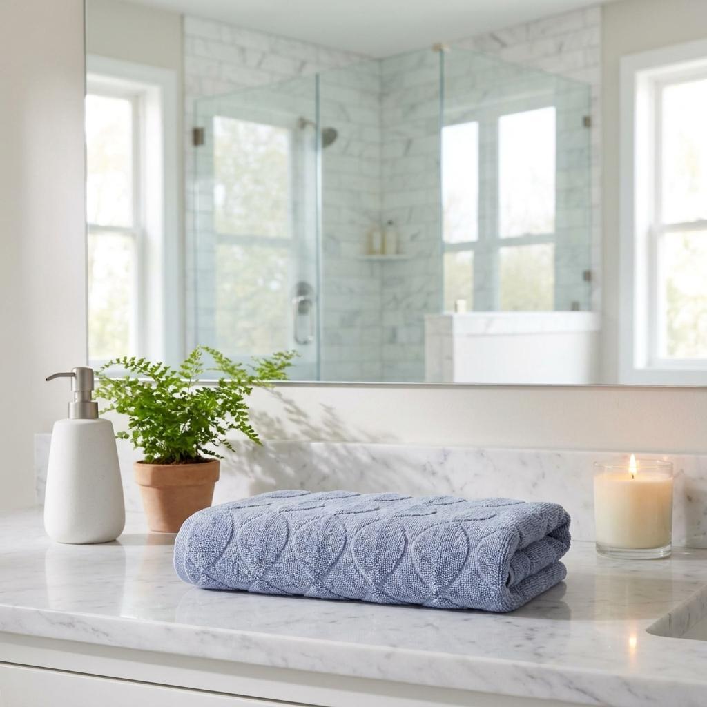 Blue Jacquard Turkish Cotton 27" X 54" Bath Towel