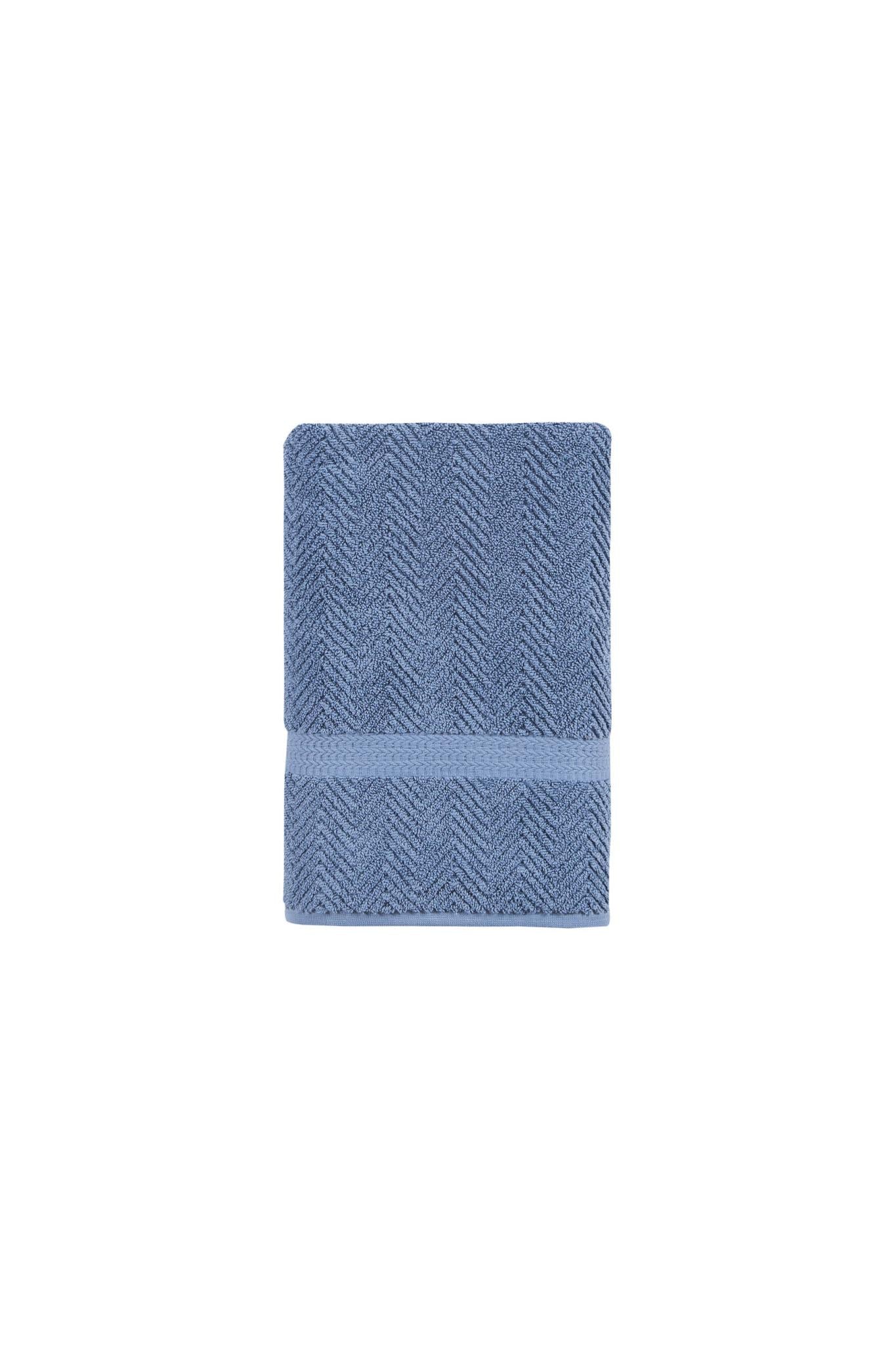 Navy Blue Chevron Turkish Cotton 27" X 54" Bath Towel