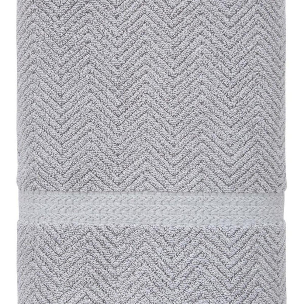 White Chevron Turkish Cotton 27" X 54" Bath Towel