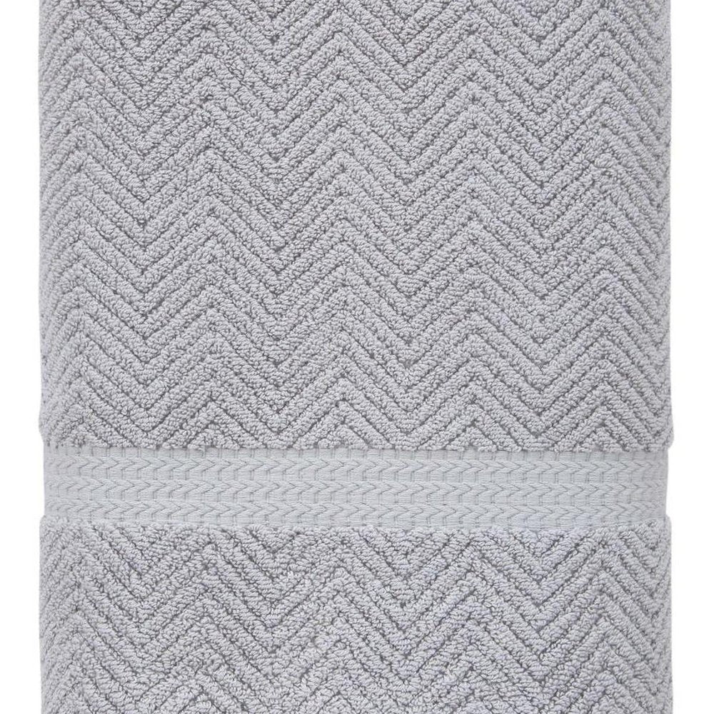 White Chevron Turkish Cotton 27" X 54" Bath Towel
