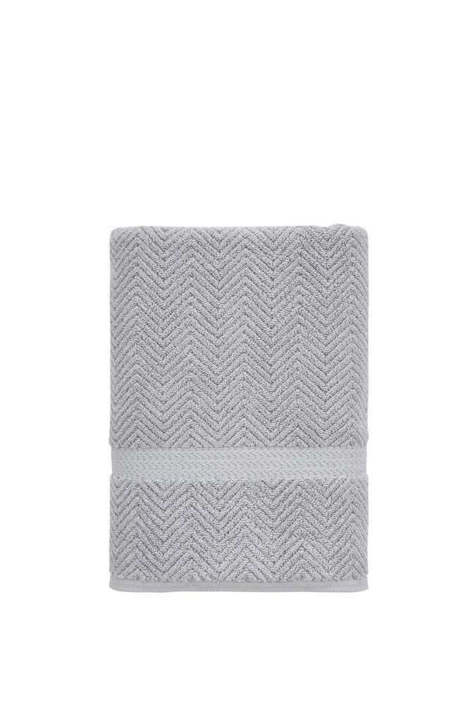 White Chevron Turkish Cotton 27" X 54" Bath Towel