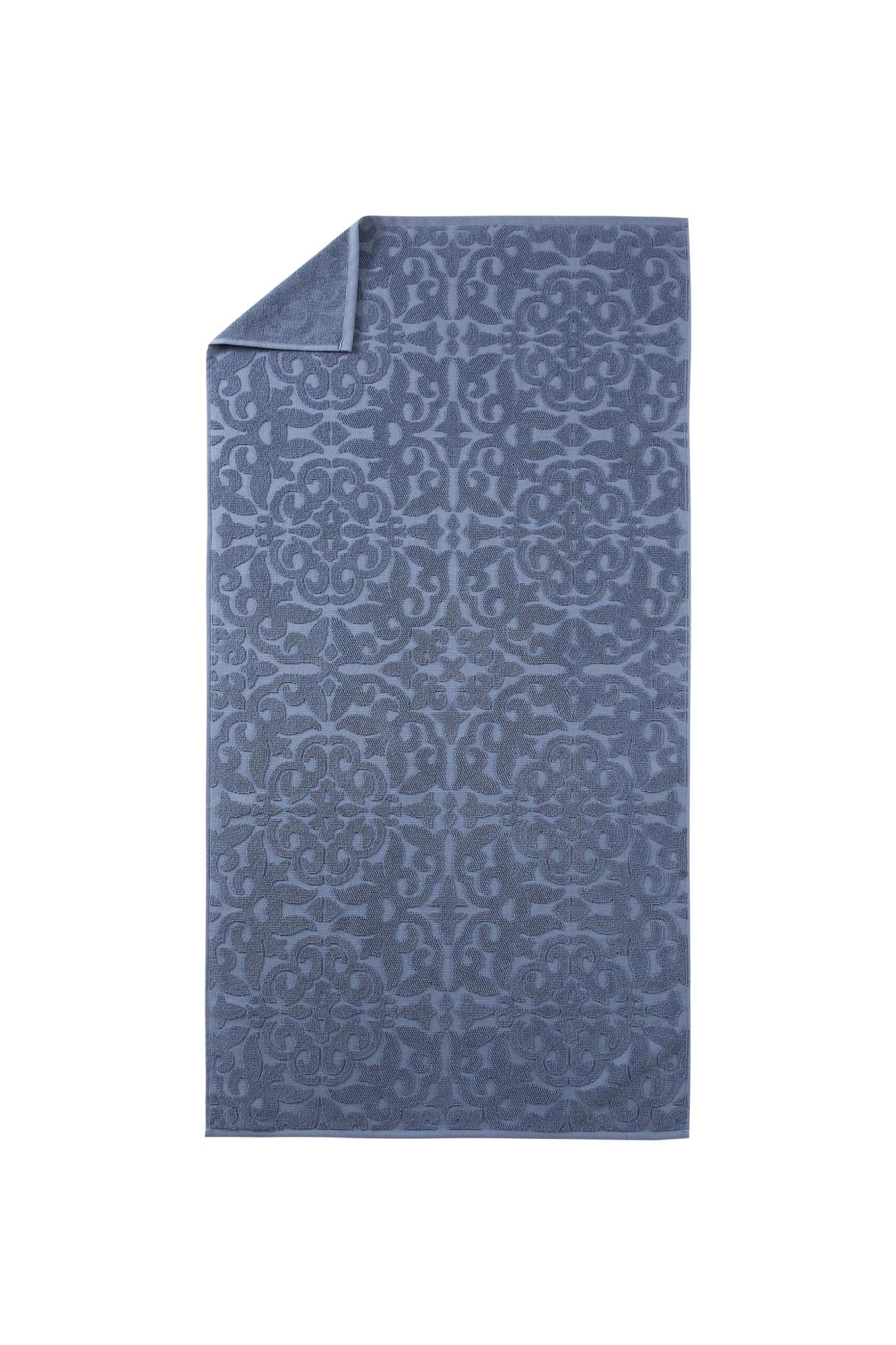 Blue Turkish Cotton 27" X 54" Damask Bath Towel