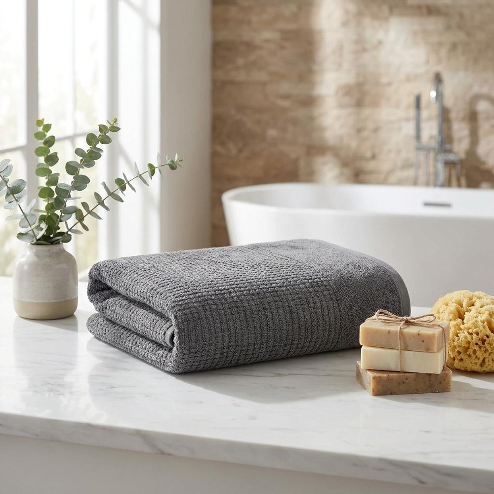 White Turkish Cotton 27" X 54" Checkered Bath Towel