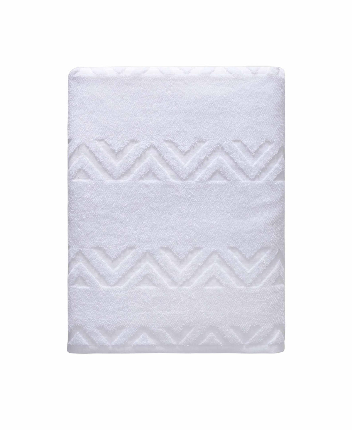 White Jacquard Turkish Cotton 27" X 54" Chevron Bath Towel