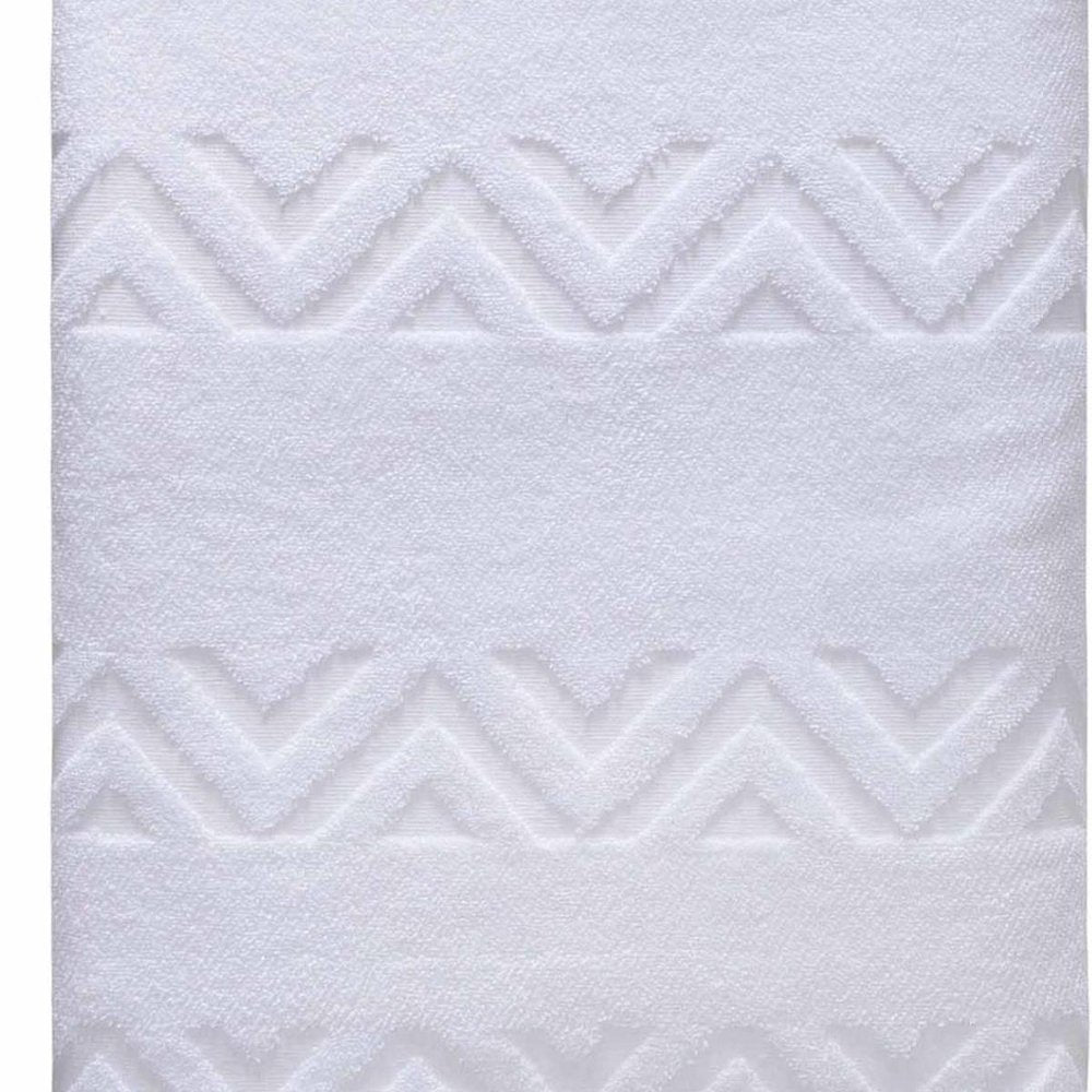 White Jacquard Turkish Cotton 27" X 54" Chevron Bath Towel