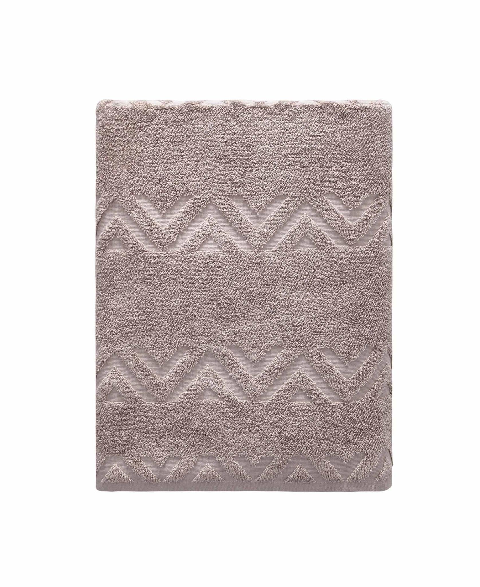 Light Brown Jacquard Turkish Cotton 27" X 54" Chevron Bath Towel