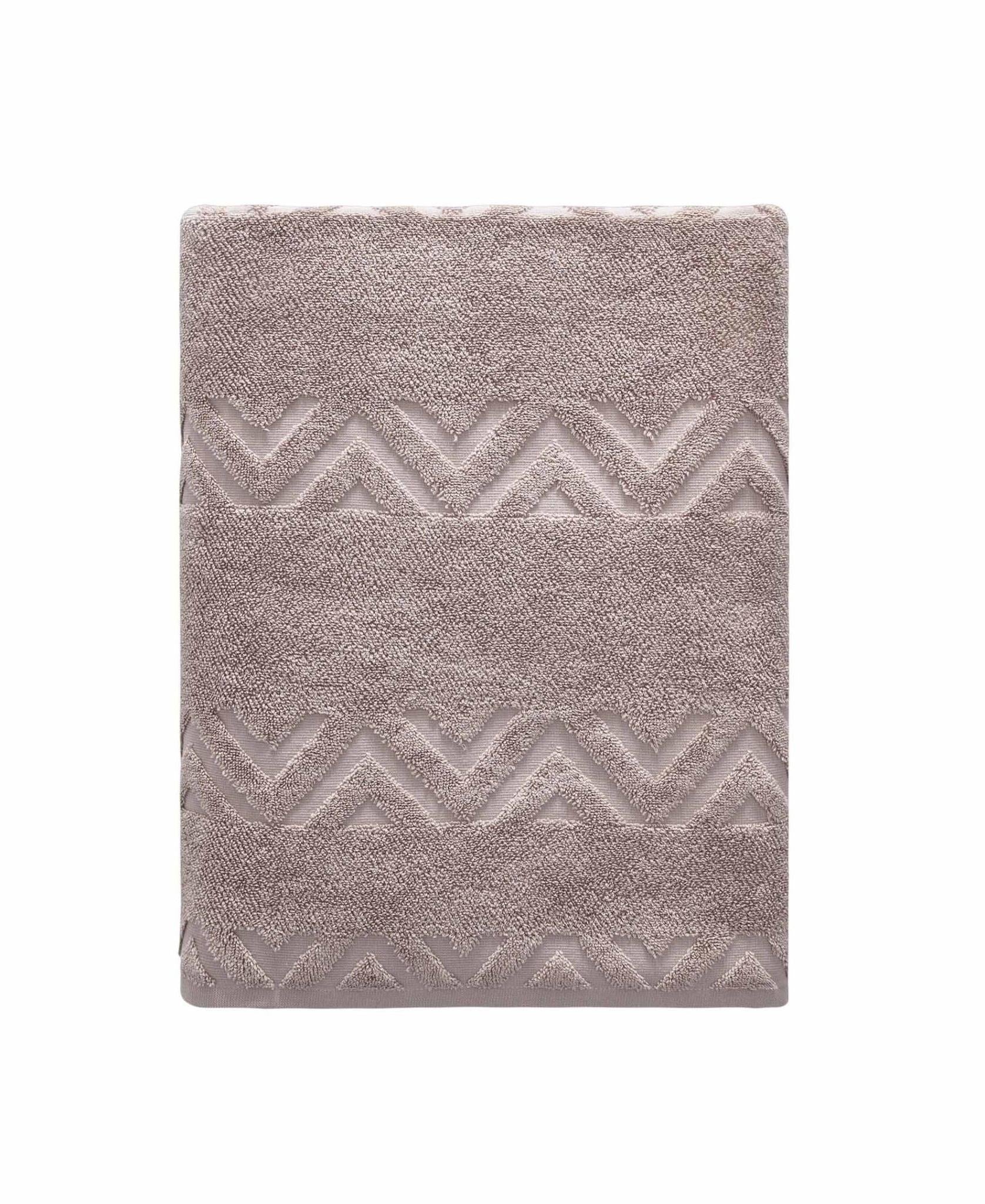 Light Brown Jacquard Turkish Cotton 27" X 54" Chevron Bath Towel