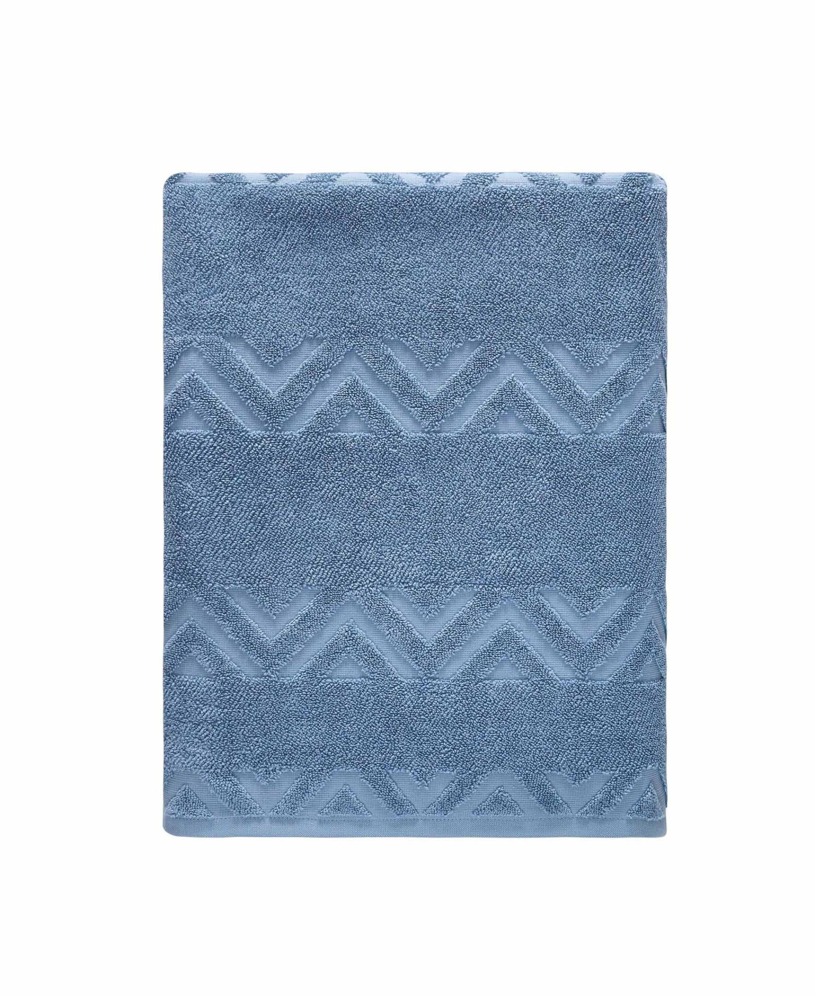 Navy Blue Jacquard Turkish Cotton 27" X 54" Chevron Bath Towel