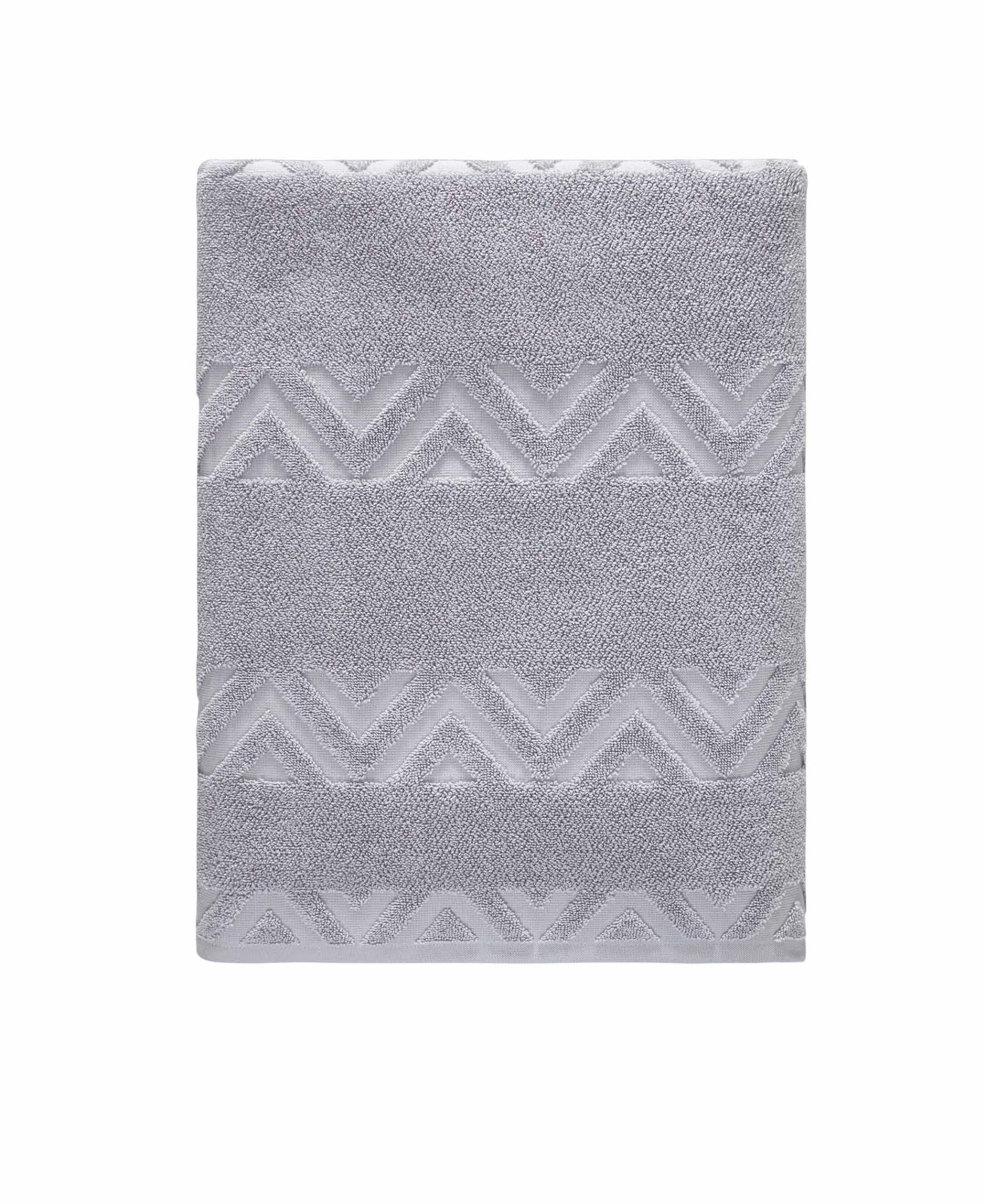 Light Gray Jacquard Turkish Cotton 27" X 54" Chevron Bath Towel