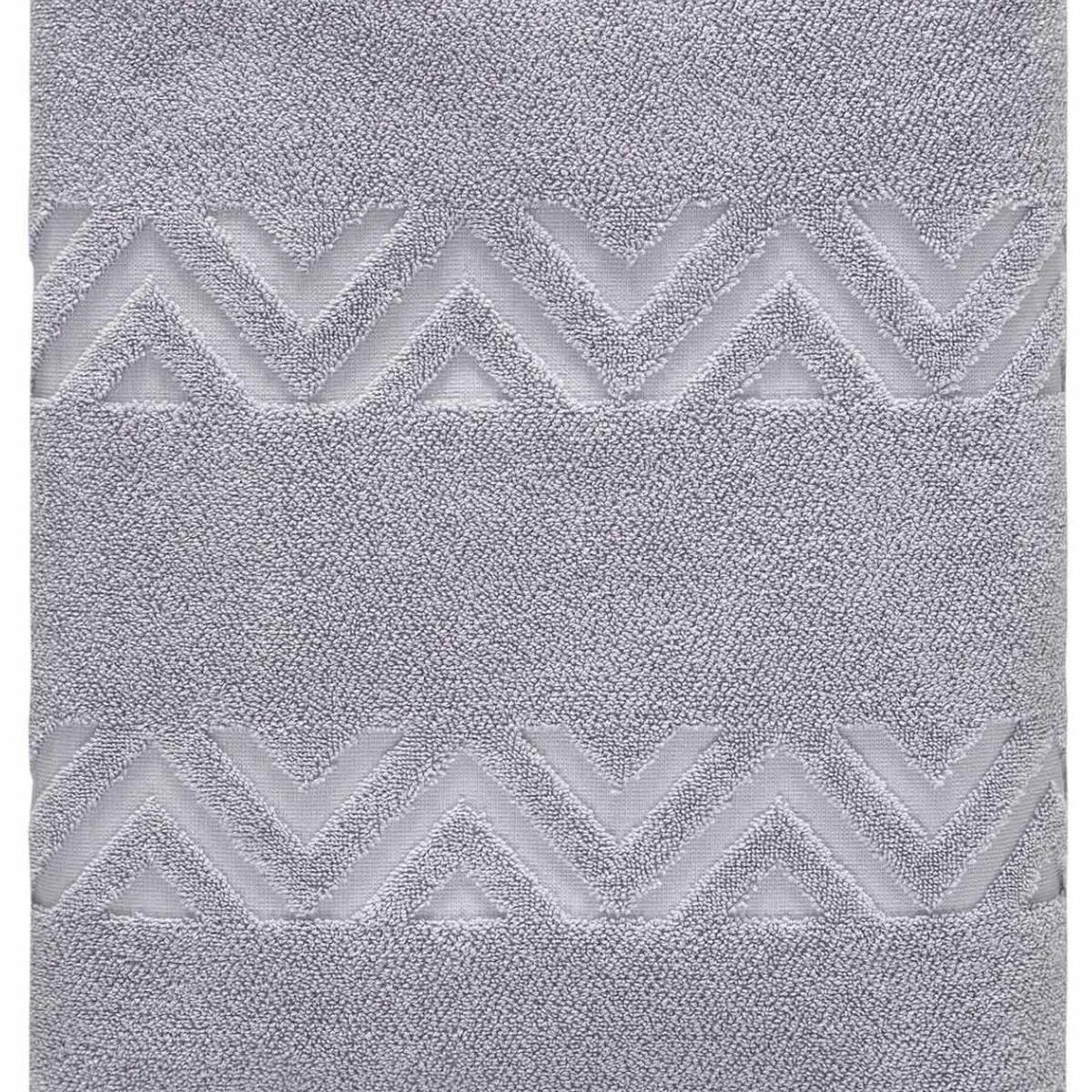 Light Gray Jacquard Turkish Cotton 27" X 54" Chevron Bath Towel