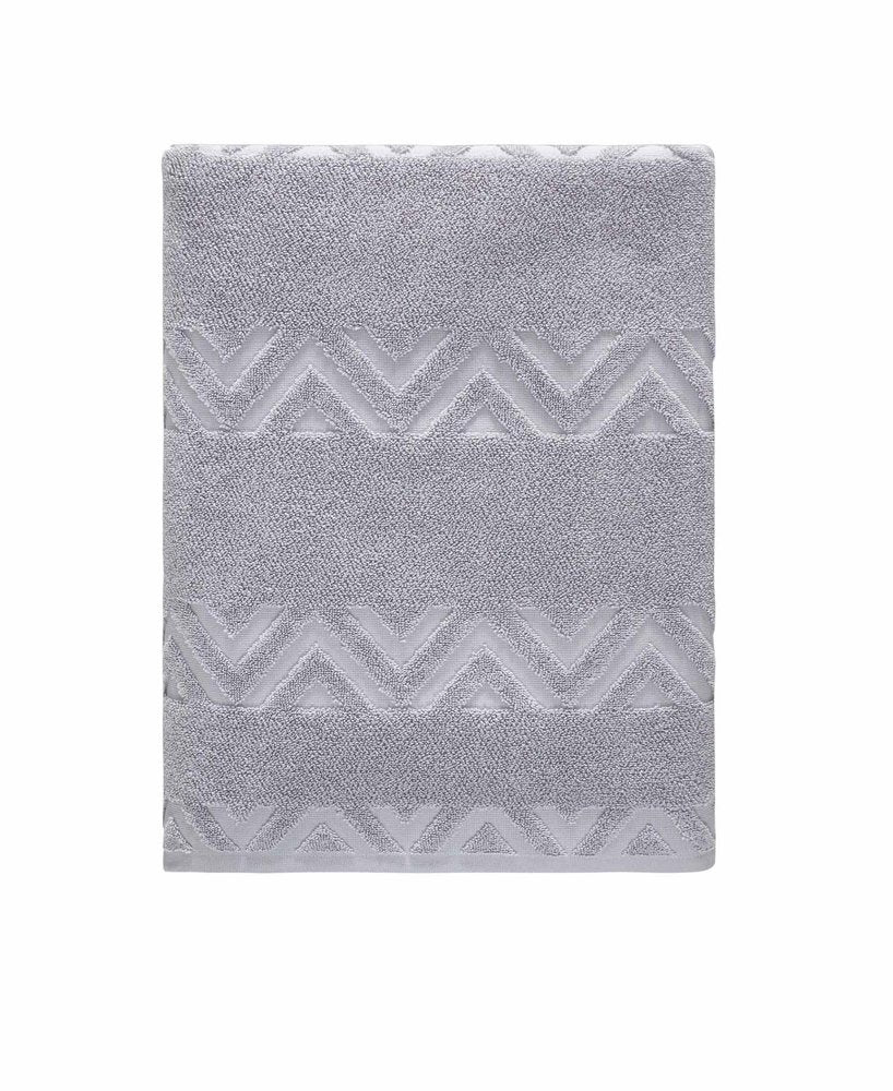 White Jacquard Turkish Cotton 27" X 54" Chevron Bath Towel