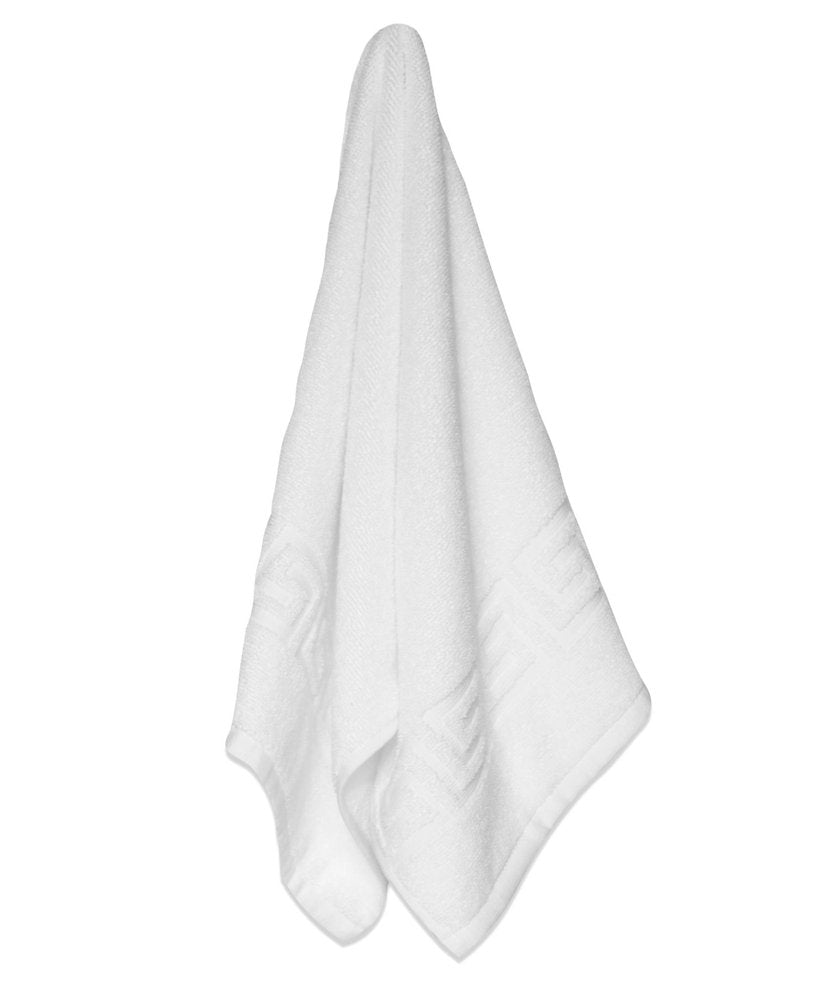 White Greek Key Turkish Cotton 30" X 16" Hand Towel