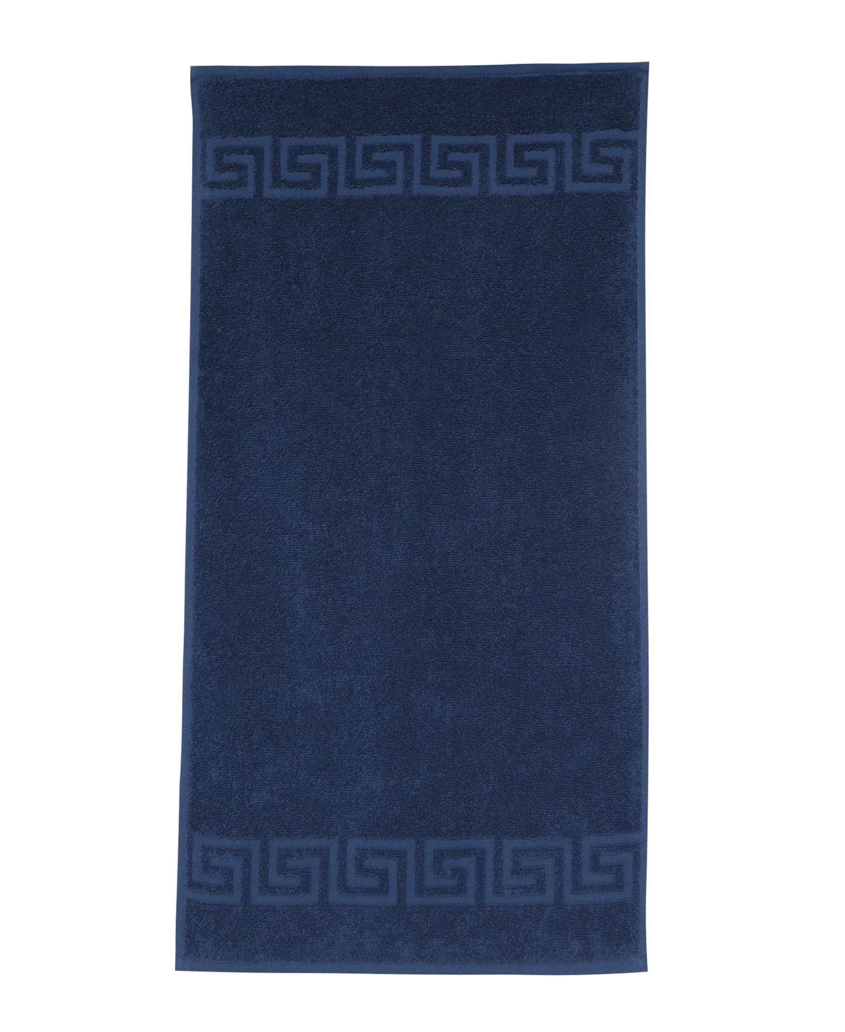 Navy Blue Greek Key Turkish Cotton 30" X 16" Hand Towel