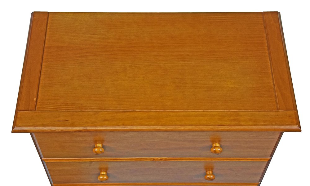 32" Golden Brown Solid Wood Five Drawer Dresser