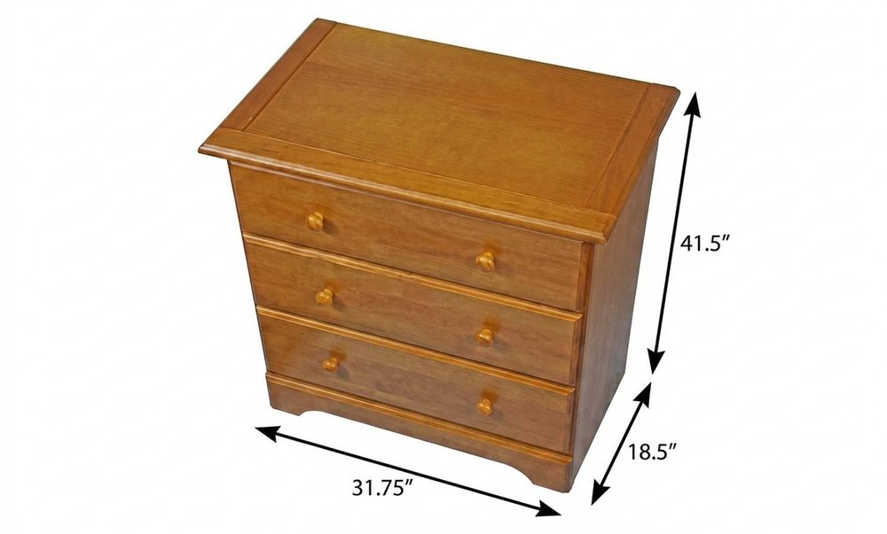 32" Golden Brown Solid Wood Five Drawer Dresser