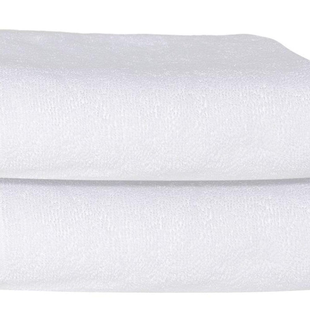 Set of Two White Greek Key Turkish Cotton 27" X 54" Bath Towels