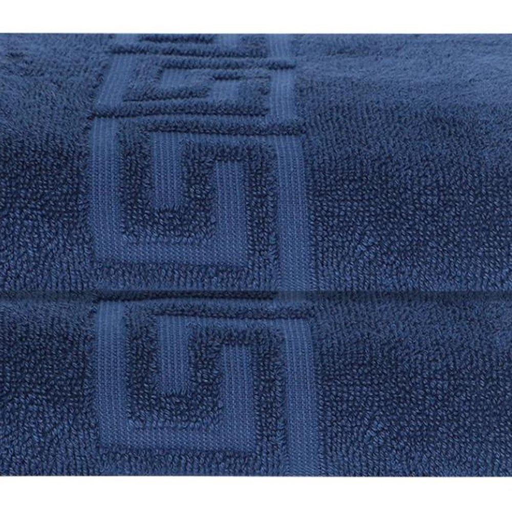 Set of Two White Greek Key Turkish Cotton 27" X 54" Bath Towels