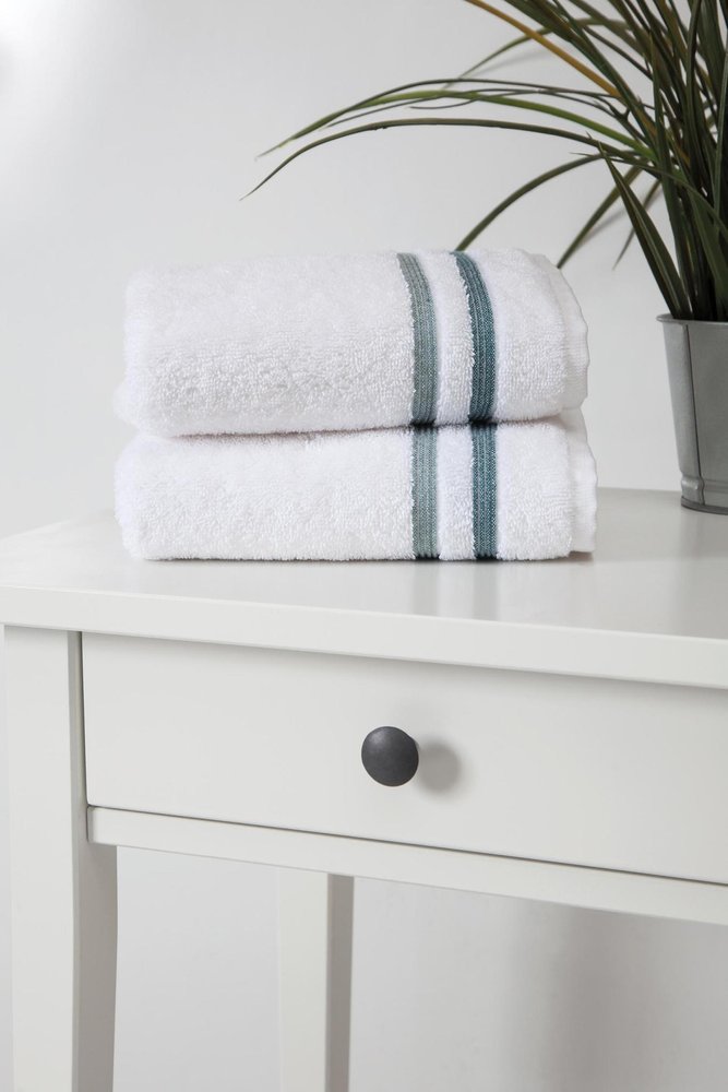 Set of Two White Turkish Cotton 16" X 30" Hand Towels