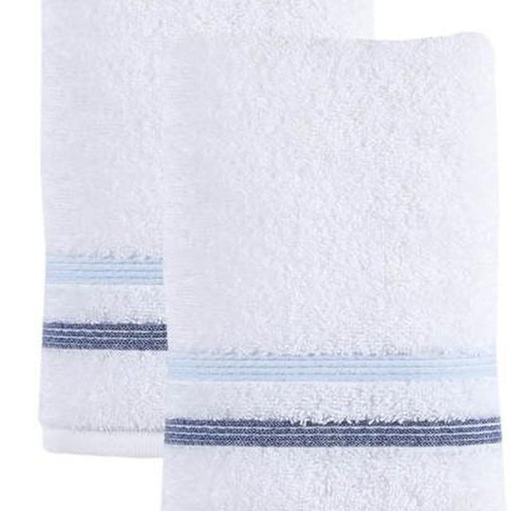 Set of Two White Turkish Cotton 16" X 30" Hand Towels