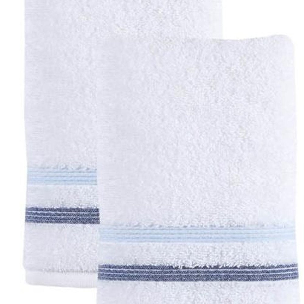 Set of Two White Turkish Cotton 16" X 30" Hand Towels
