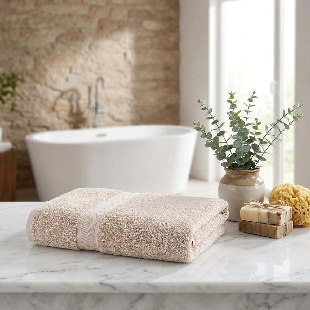 Set of Two White Turkish Cotton 40" X 60" Bath Sheet
