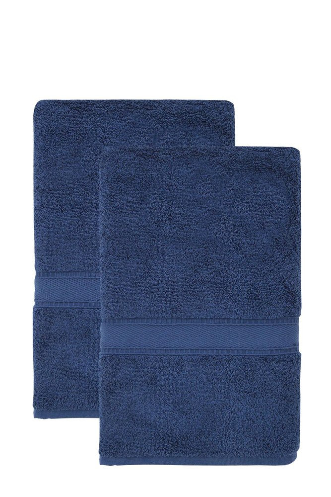 Set of Two White Turkish Cotton 40" X 60" Bath Sheet