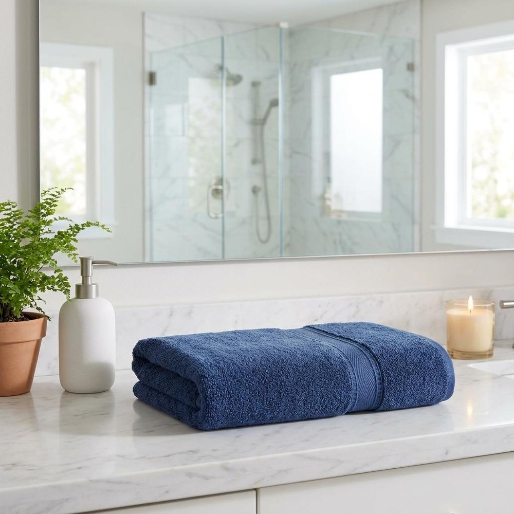 Set of Two White Turkish Cotton 40" X 60" Bath Sheet