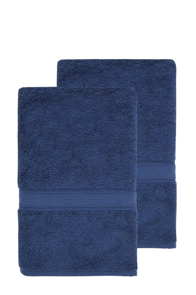 Set of Two White Turkish Cotton 40" X 60" Bath Sheet