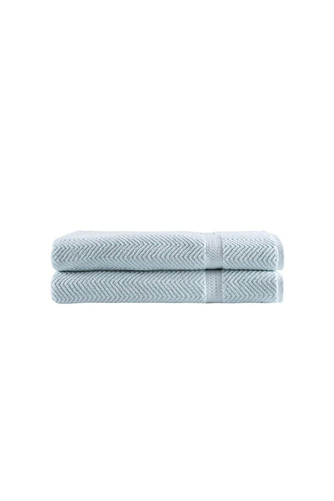 Set of Two White Chevron Turkish Cotton 40" X 70" Bath Sheet