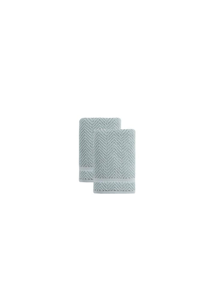 Set of Two White Chevron Turkish Cotton 16" X 30" Hand Towels
