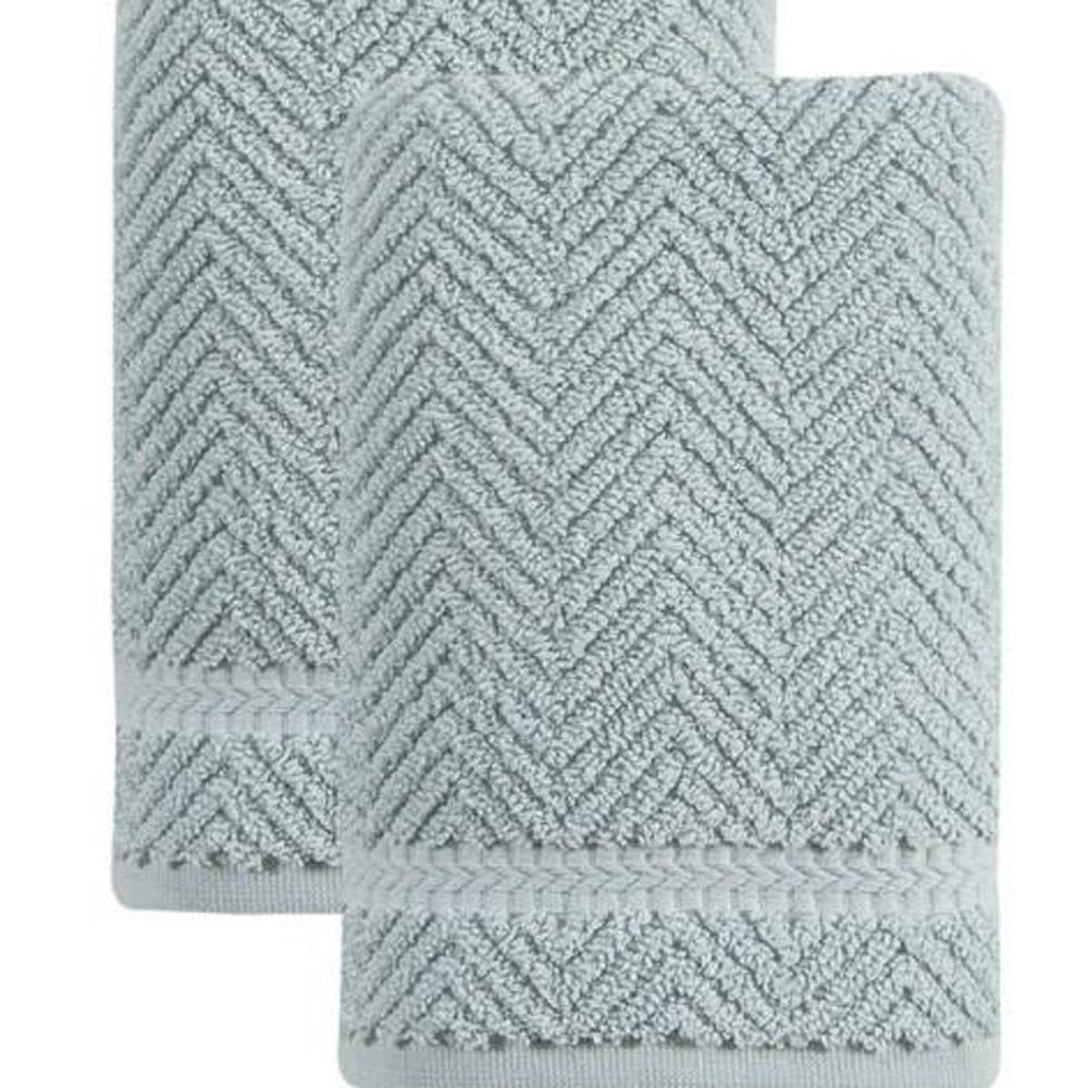 Set of Two White Chevron Turkish Cotton 16" X 30" Hand Towels