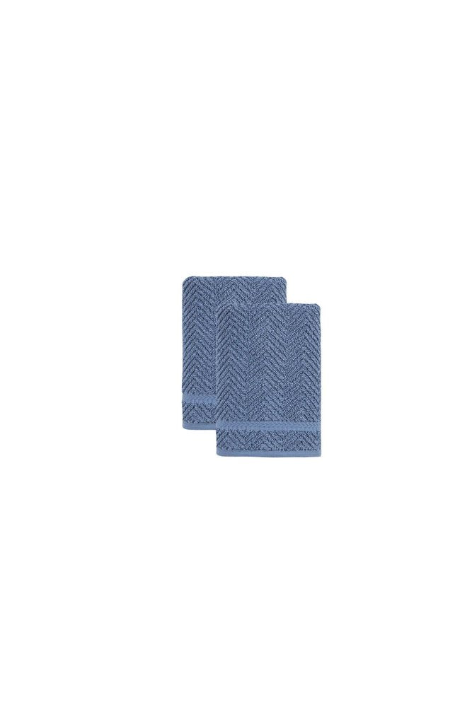 Set of Two White Chevron Turkish Cotton 16" X 30" Hand Towels