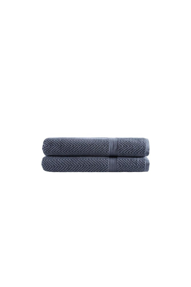 Set of Two White Chevron Turkish Cotton 27" X 54" Bath Towels