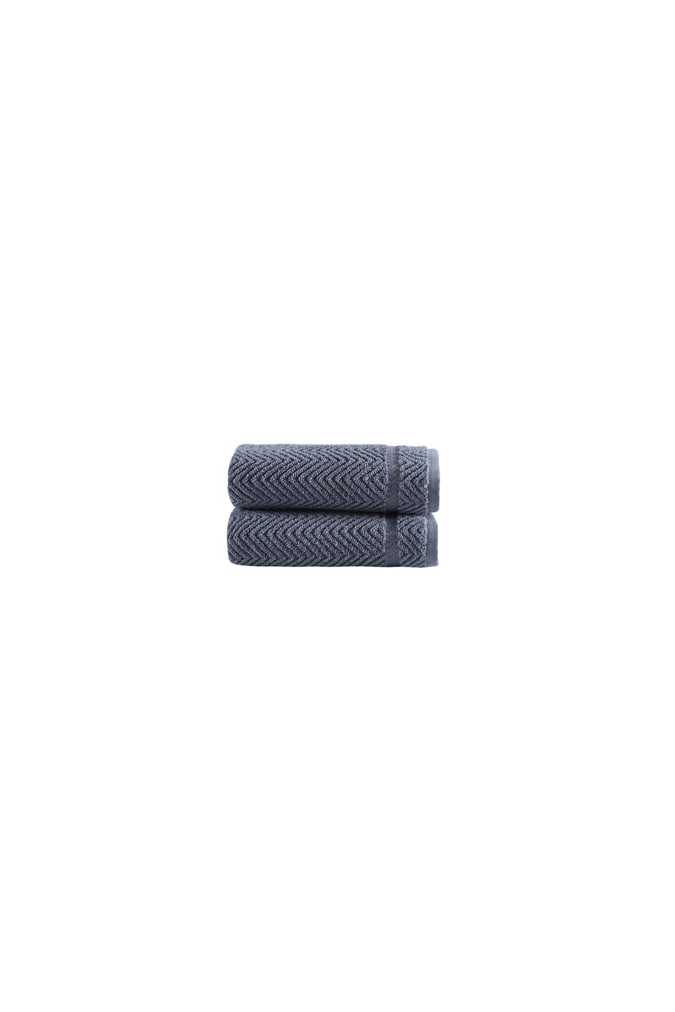 Set of Two Gray Checkered Turkish Cotton 16" X 30" Hand Towels