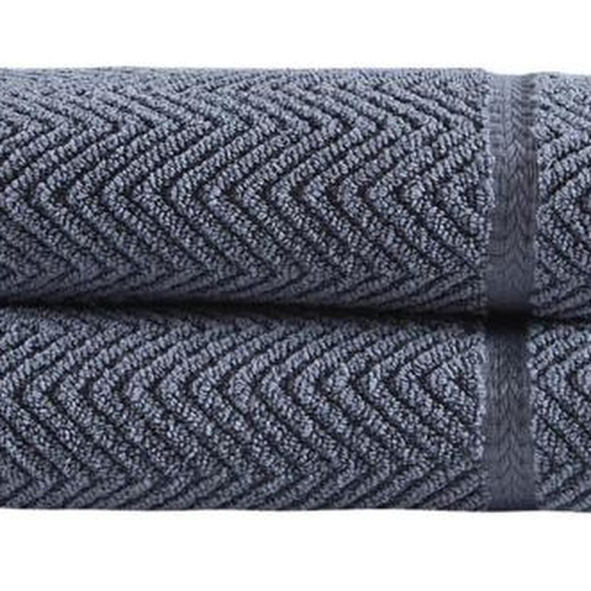 Set of Two Gray Checkered Turkish Cotton 16" X 30" Hand Towels