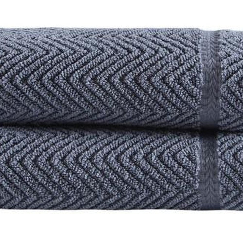 Set of Two White Chevron Turkish Cotton 16" X 30" Hand Towels