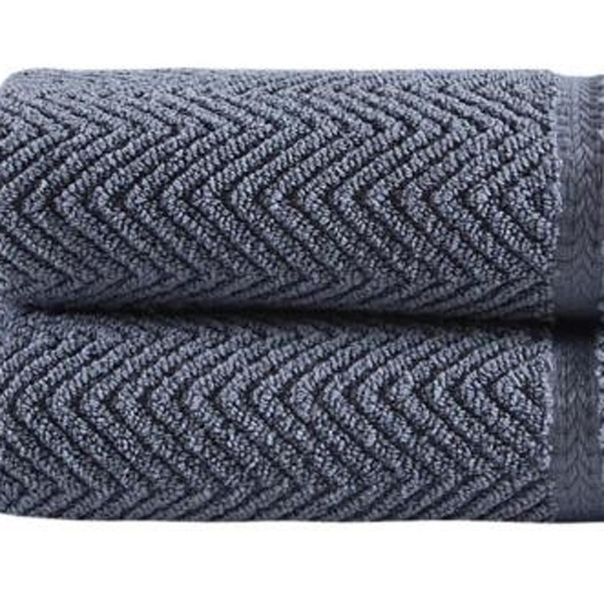 Set of Two Gray Checkered Turkish Cotton 16" X 30" Hand Towels
