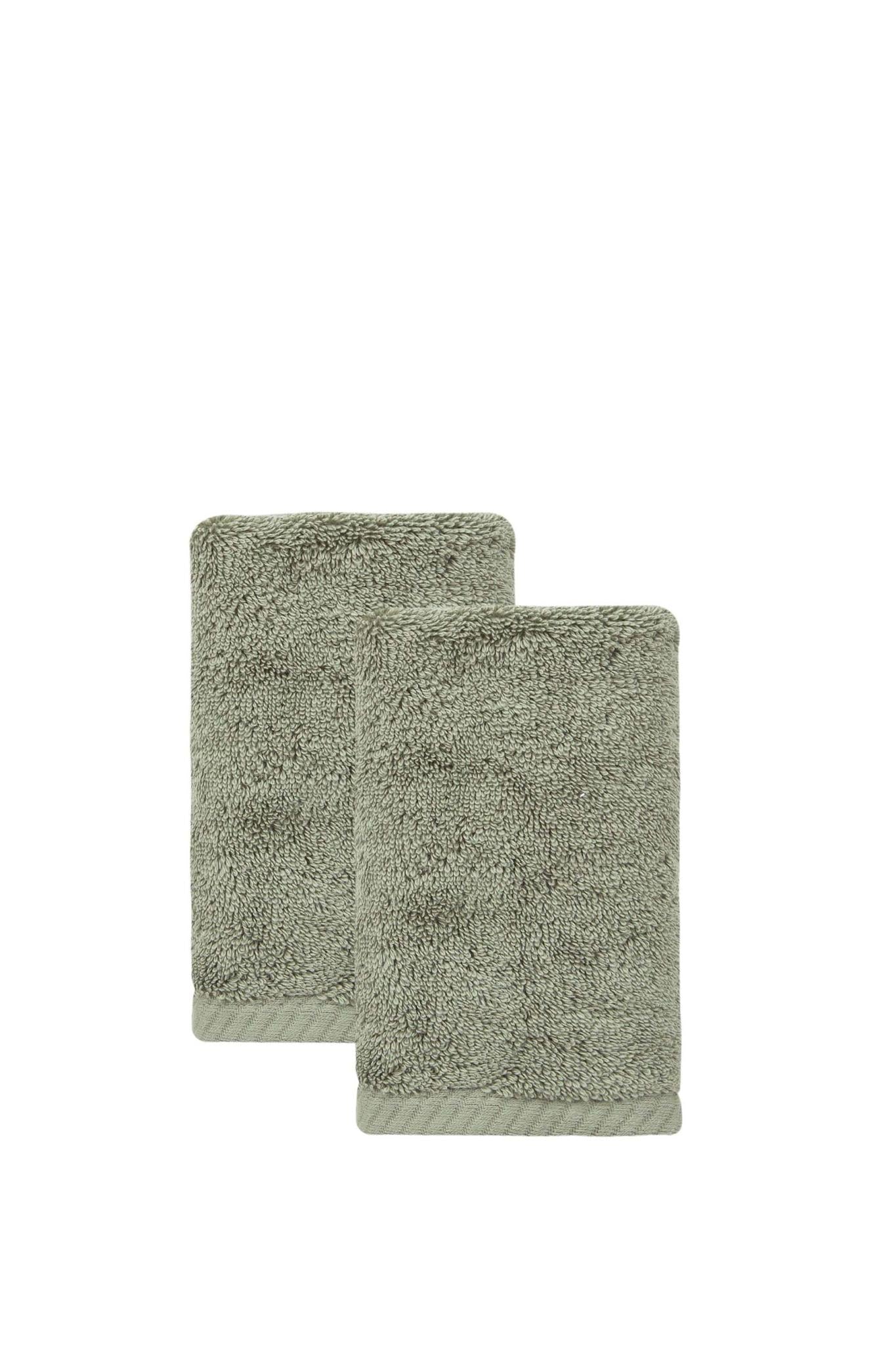 Set of Two Green Turkish Cotton 16" X 30" Hand Towels