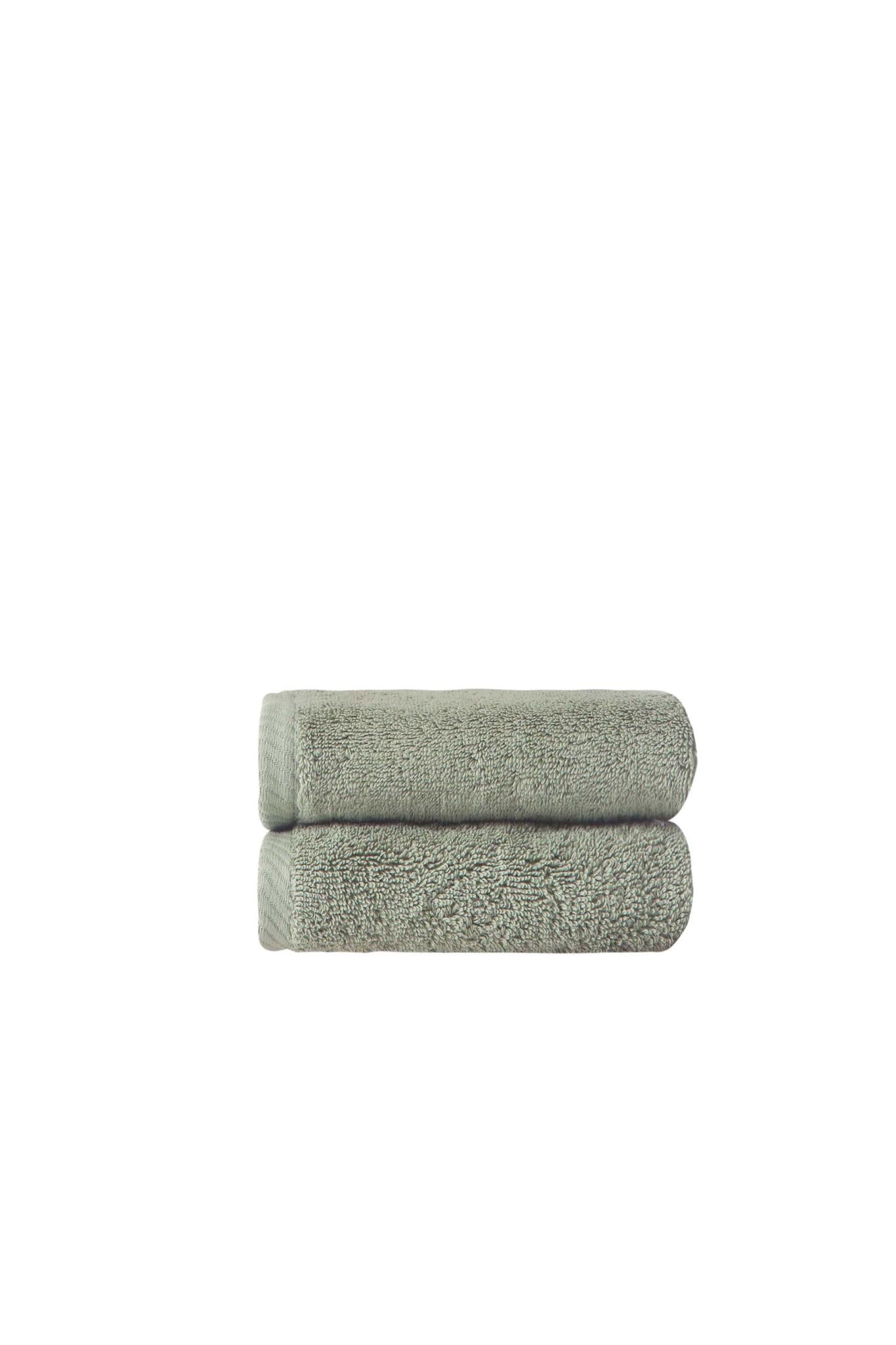 Set of Two Green Turkish Cotton 16" X 30" Hand Towels
