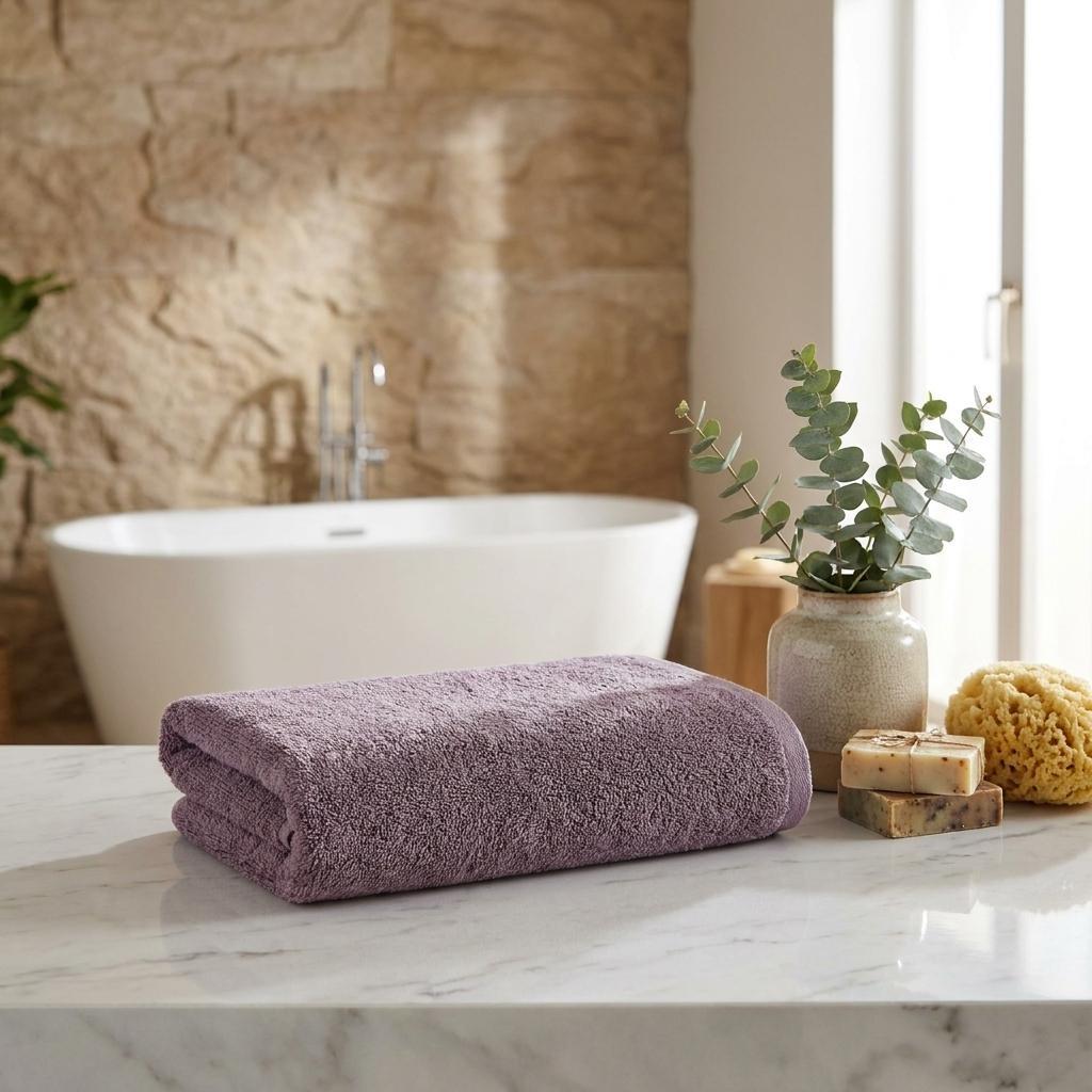 Set of Two Purple Turkish Cotton 16" X 30" Hand Towels