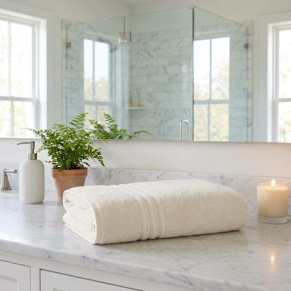 Set of Two White Turkish Cotton 35" X 66" Bath Sheet