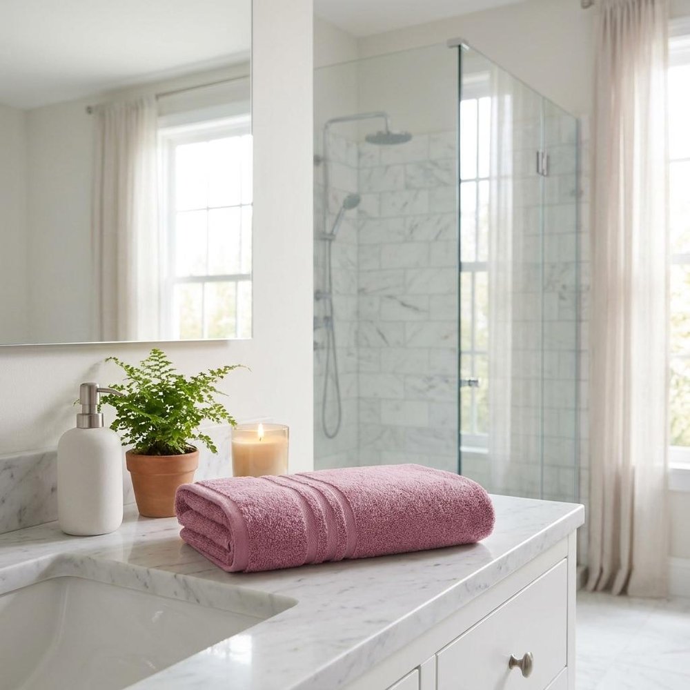 Set of Two White Turkish Cotton 27" X 54" Bath Towels