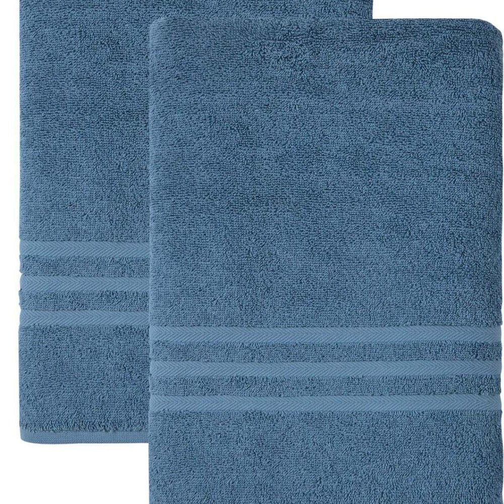 Set of Two White Turkish Cotton 27" X 54" Bath Towels