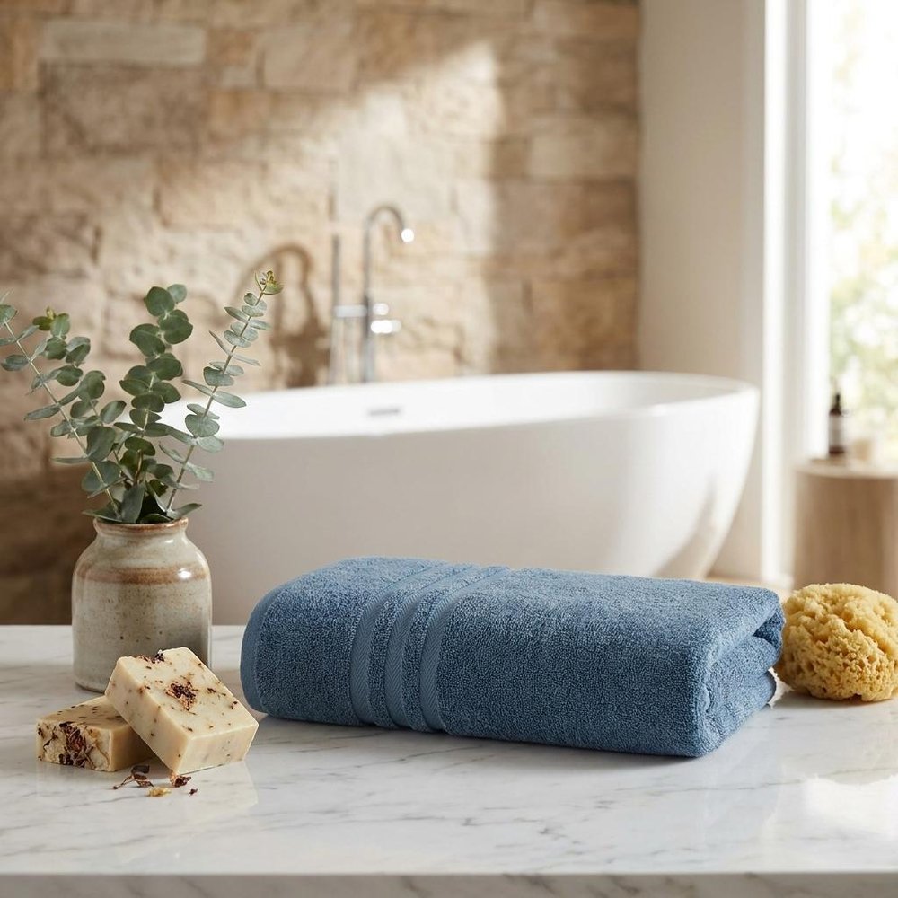 Set of Two White Turkish Cotton 27" X 54" Bath Towels
